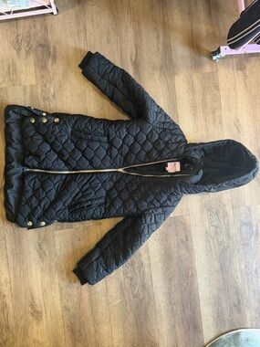 Juicy Couture Black Quilted Hooded Puffer Jacket